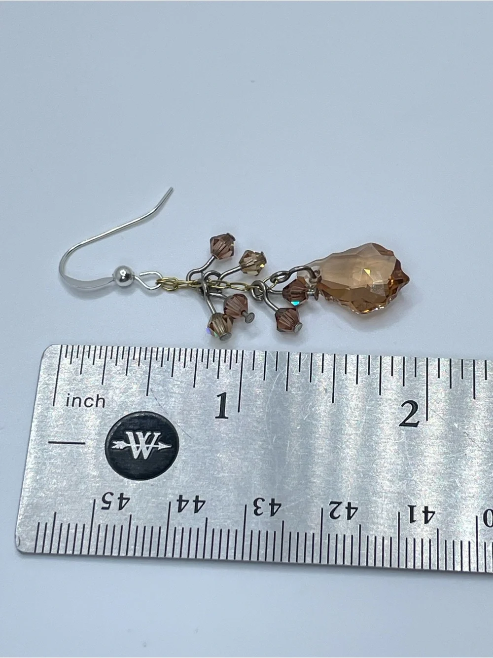 925 Sterling Swarovski Crystal Elements Champagne Dangle Statement Earrings
